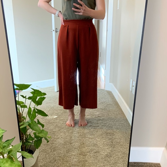 Burnt orange/ rust cropped wide leg pant - ASOS US 2 - Picture 1 of 14